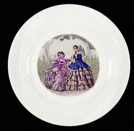 Godey Prints (Ribbed Rim) Dinner Plate