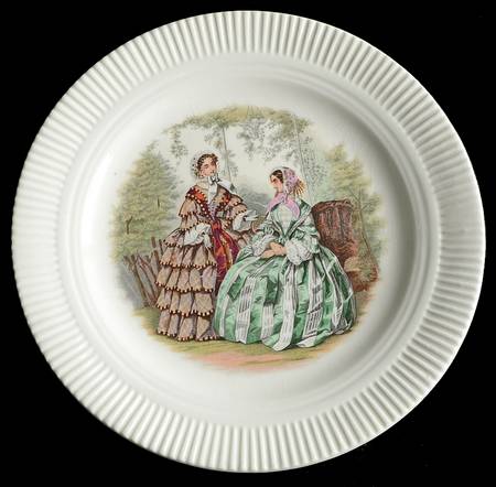 Godey Prints (Ribbed Rim) Dessert/Pie Plate