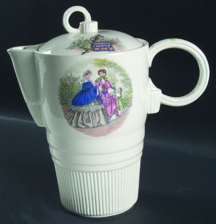 Godey Prints (Ribbed Rim) Coffee Pot & Lid