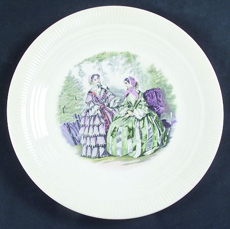 Godey Prints (Ribbed Rim) Luncheon Plate