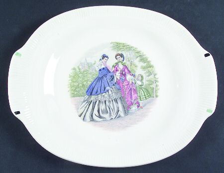 Godey Prints (Ribbed Rim) 11" Oval Serving Platter