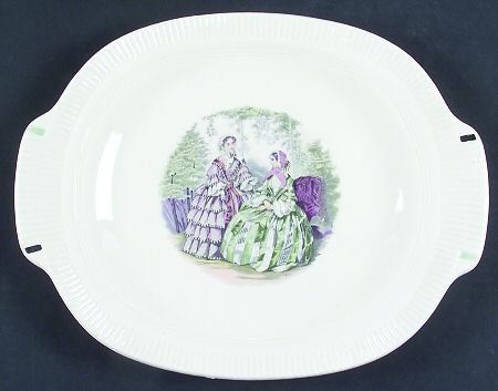 Godey Prints (Ribbed Rim) 13" Oval Serving Platter