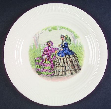 Godey Prints (Ribbed Rim) Luncheon Plate