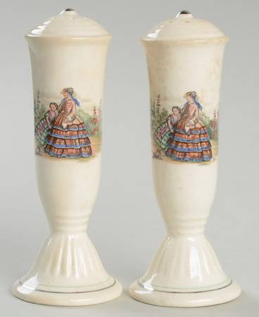 Godey Prints (Ribbed Rim) Salt & Pepper Set