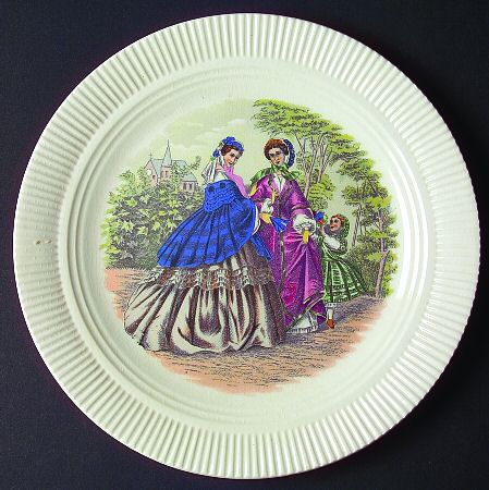 Godey Prints (Ribbed Rim) Salad Plate