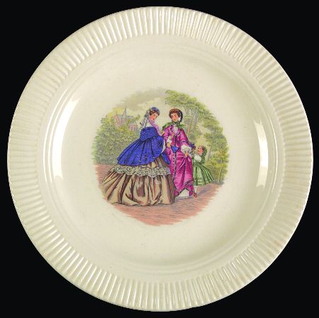 Godey Prints (Ribbed Rim) Dessert/Pie Plate