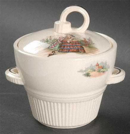 Godey Prints (Ribbed Rim) Sugar Bowl & Lid