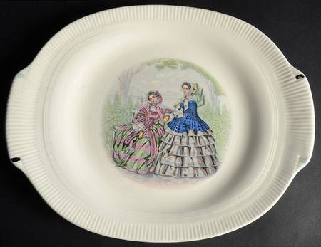 Godey Prints (Ribbed Rim) 11" Oval Serving Platter