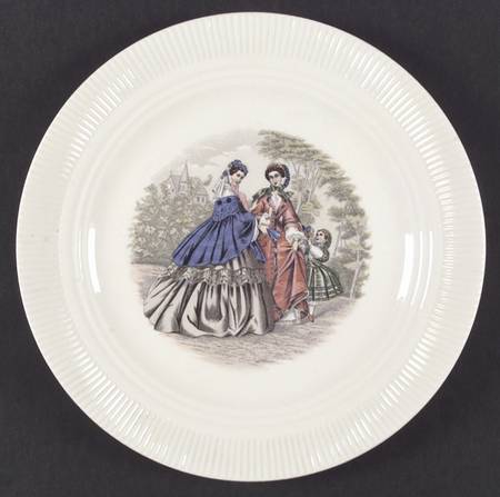 Godey Prints (Ribbed Rim) Dinner Plate