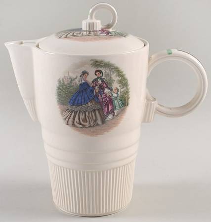 Godey Prints (Ribbed Rim) Coffee Pot & Lid