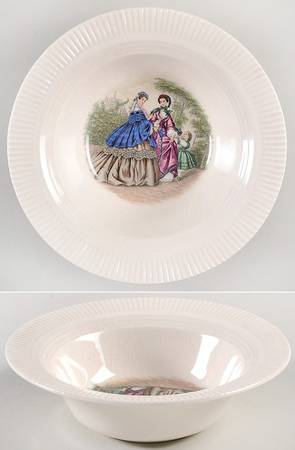 Godey Prints (Ribbed Rim) Rim Cereal Bowl