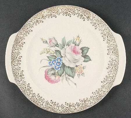 Royal Rose Bouquet Handled Cake Plate