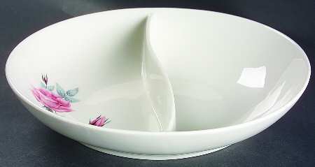 Classic Rose 10" Oval Divided Vegetable Bowl