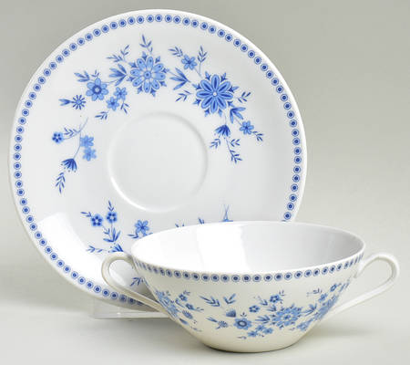 Bavarian Blue Flat Cream Soup Bowl & Saucer Set