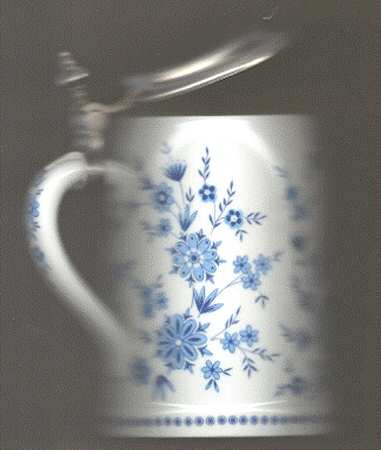 Bavarian Blue Tankard with Hinged Metal Lid