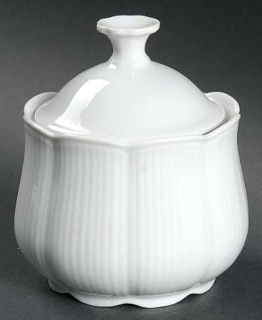 Jasmin White Sugar Bowl & Lid