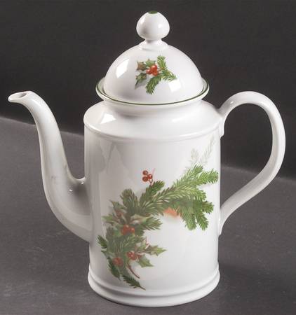 Holly Coffee Pot & Lid