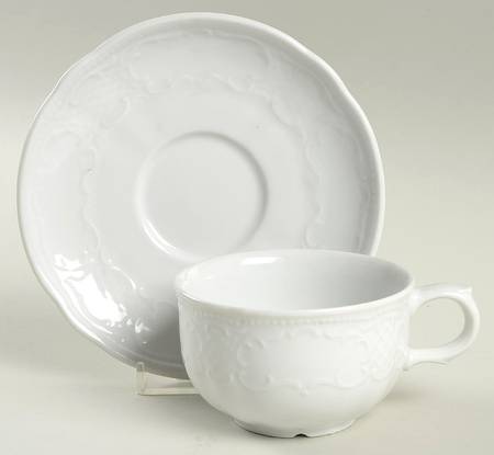 Vienna White Flat Cup & Saucer Set