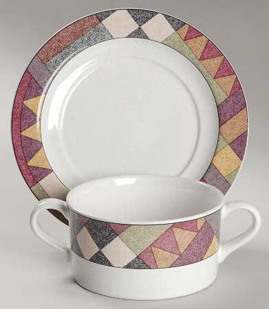 Palm Desert Flat Cream Soup Bowl & Saucer Set