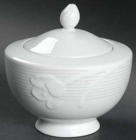 Calais White Sugar Bowl & Lid