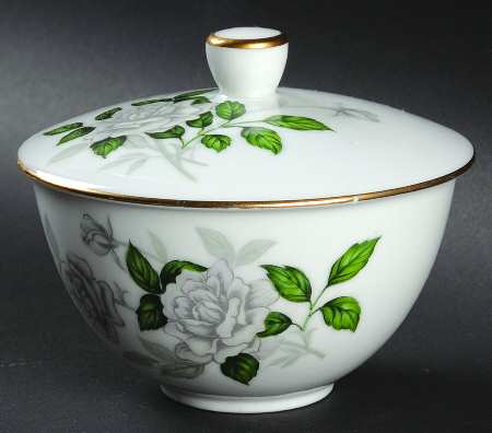 Grey Pearl (Gold Trim) Sugar Bowl & Lid