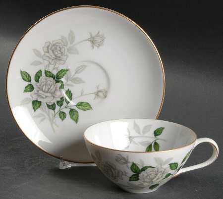Grey Pearl (Gold Trim) Flat Cup & Saucer Set