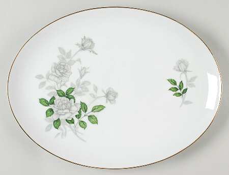 Grey Pearl (Gold Trim) 14" Oval Serving Platter