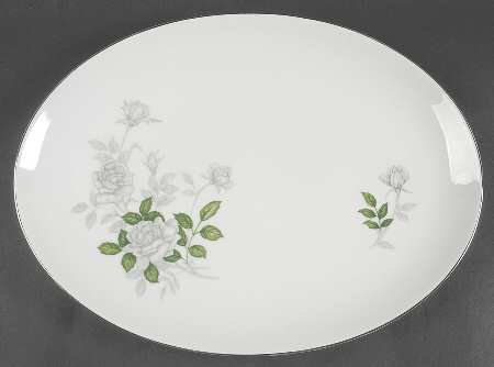 Gray Pearl (Platinum Trim) 16" Oval Serving Platter