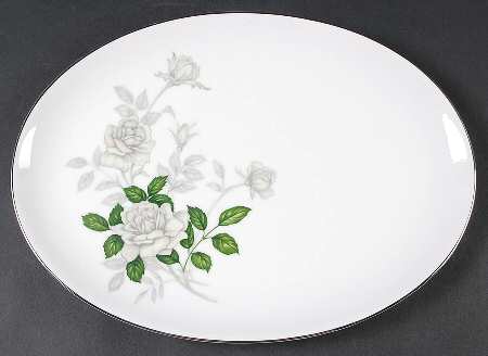 Gray Pearl (Platinum Trim) 12" Oval Serving Platter