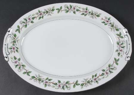 Pamela (Platinum Trim) 14" Oval Serving Platter