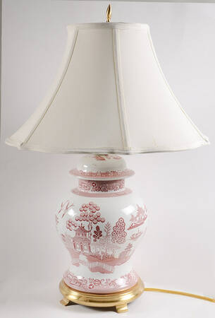 Archive Collection Cranberry Electric Temple Jar Lamp & Shade by Spode