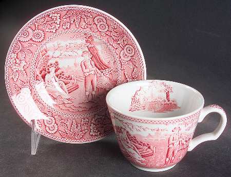 Archive Collection Cranberry Flat Cup & Saucer Set by Spode