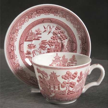 Archive Collection Cranberry Flat Cup & Saucer Set by Spode