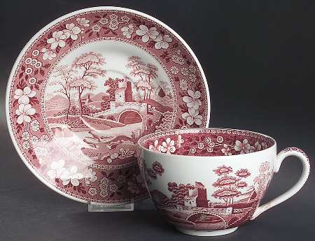 Archive Collection Cranberry Jumbo Cup & Saucer Set by Spode