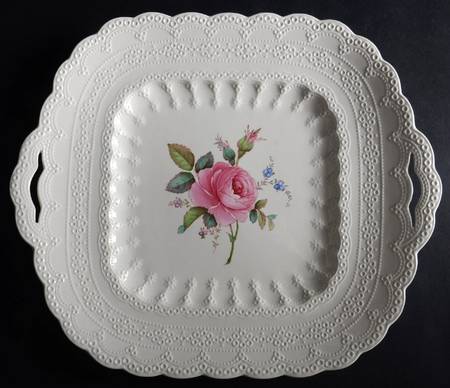 Billingsley Rose Pink (Old Backstamp) Square Handled Cake Plate
