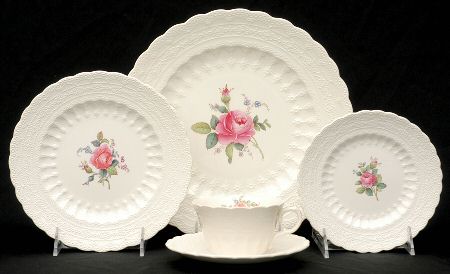 Billingsley Rose Pink (Old Backstamp) 5 Piece Place Setting by Spode
