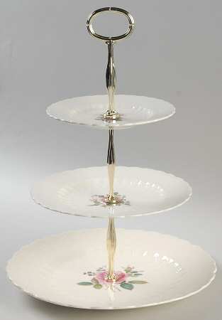 Billingsley Rose Pink (Old Backstamp) 3-Tiered Serving Tray (DP, SP, BB)