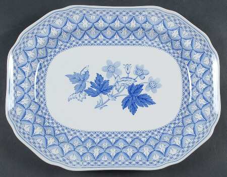 Blue Geranium 14" Oval Serving Platter