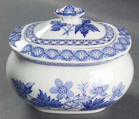 Blue Geranium Sugar Bowl & Lid