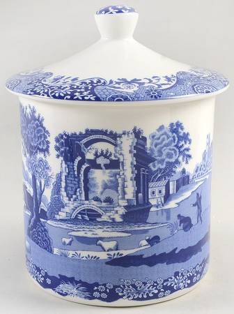 Blue Italian 7" Storage Jar & Lid