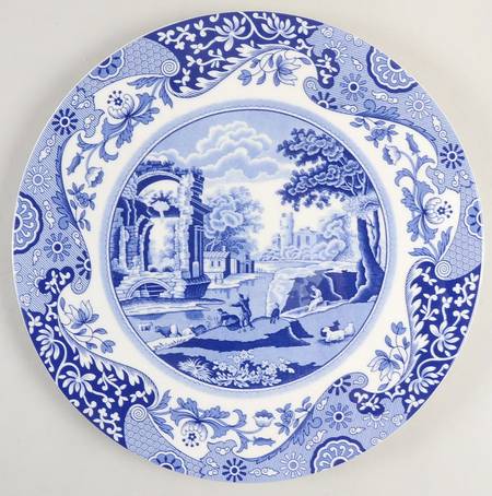Blue Italian Flat Cake Plate/Cheese Plate
