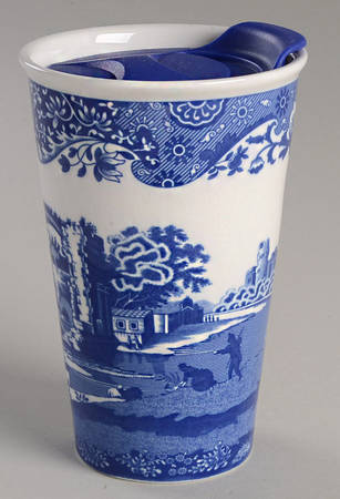 Blue Italian Travel Mug & Plastic Lid