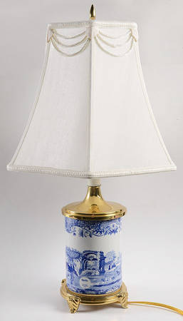 Blue Italian Canister Lamp & Shade