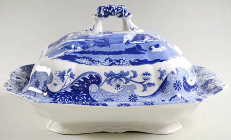 Blue Italian Rectangular Covered Vegetable
