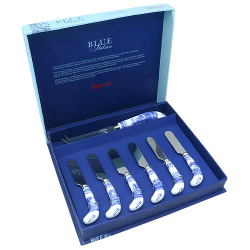 Blue Italian (7 Pc) Cheese Knife & Spreader Set