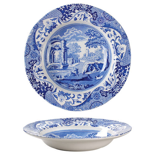 Blue Italian Large Rim Soup Bowl
