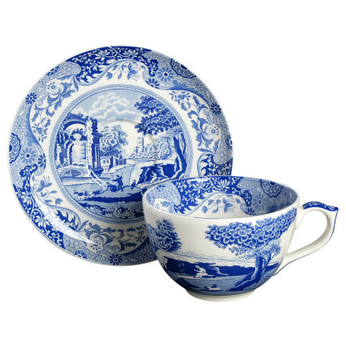 Blue Italian Jumbo Cup & Saucer Set