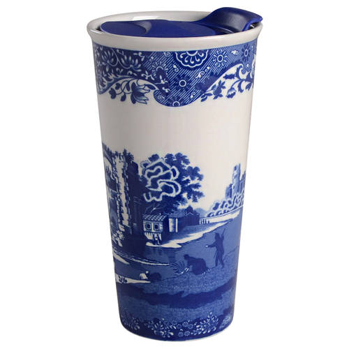 Blue Italian Travel Mug & Plastic Lid