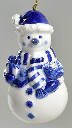 Blue Italian Snowman Ornament by Spode