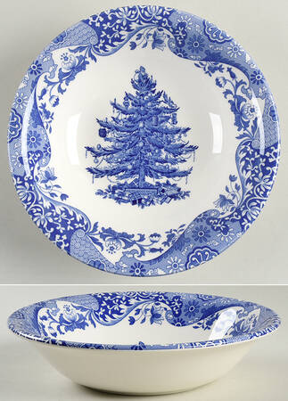 Blue Italian Christmas Coupe Cereal Bowl